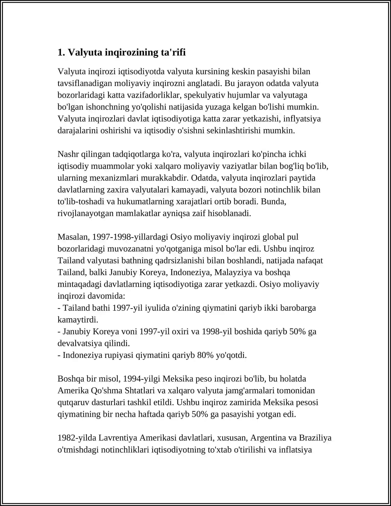 VALYUTA INQIROZI UNING MOHIYATI VA TURLARI 3