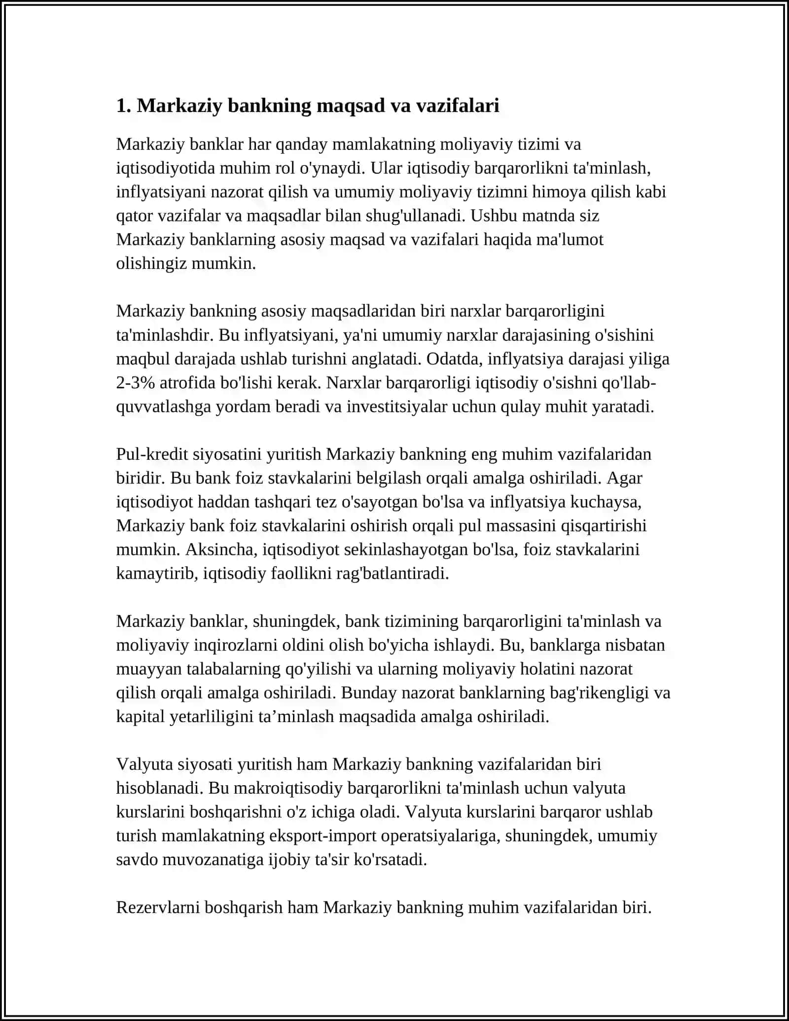 MARKAZIY BANKNING PUL KREDIT SIYOSATI FUNKSIYASI 3