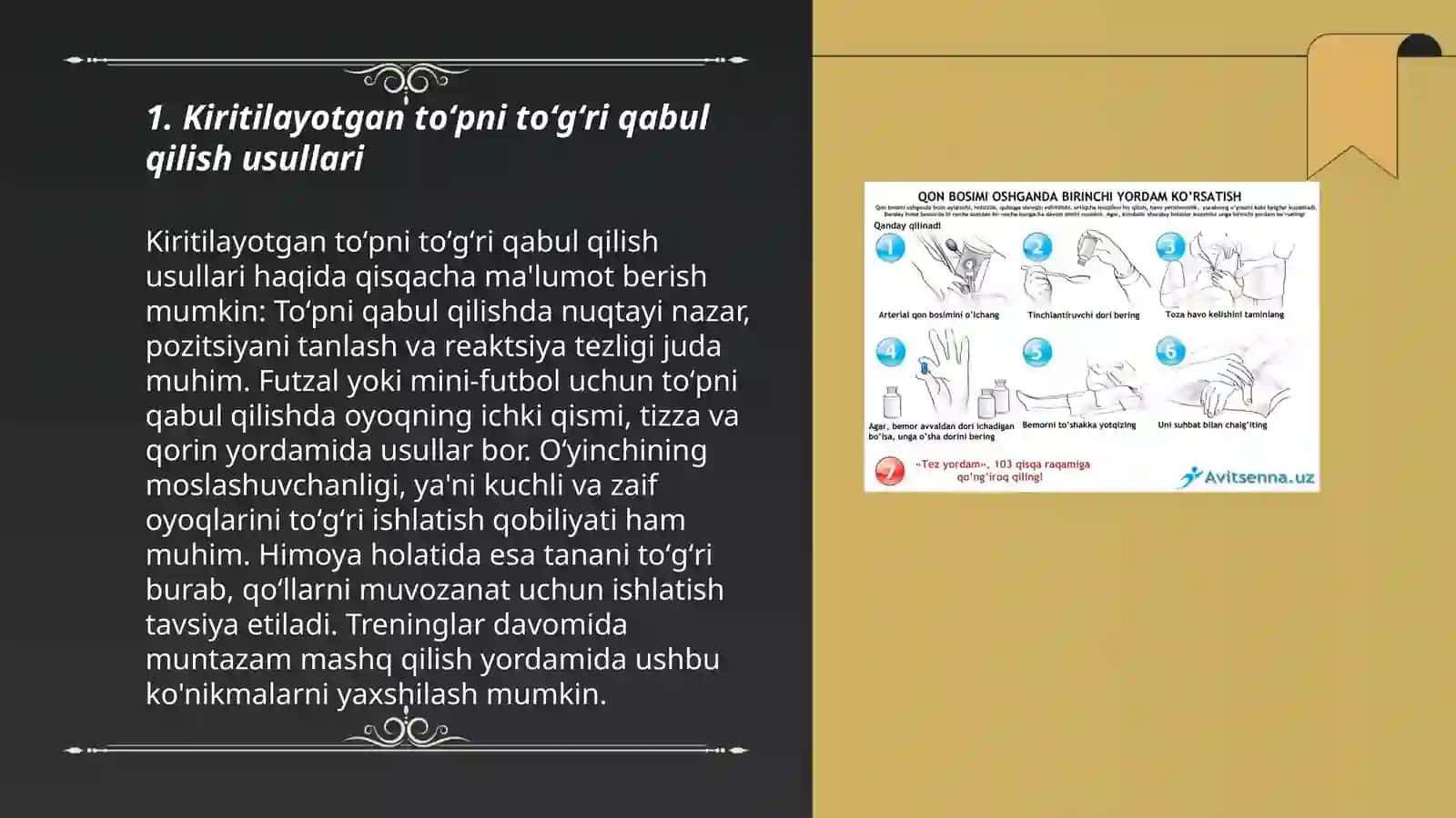 Kiritilayotgan toʻpni qabul qilish, uzatish va turli zonalardan zarba berish texnikasini oʻrgatish 3