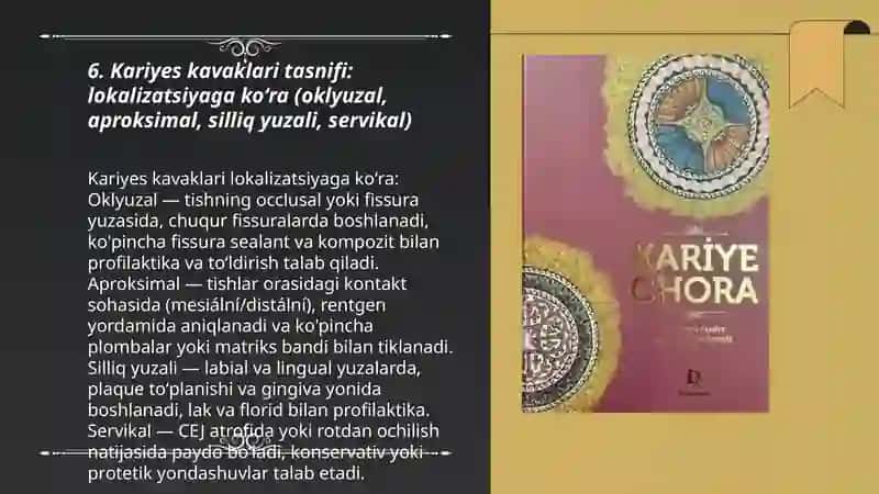 Kariyes haqda tushuncha, kariyes kavaklari haqda tansifi 3