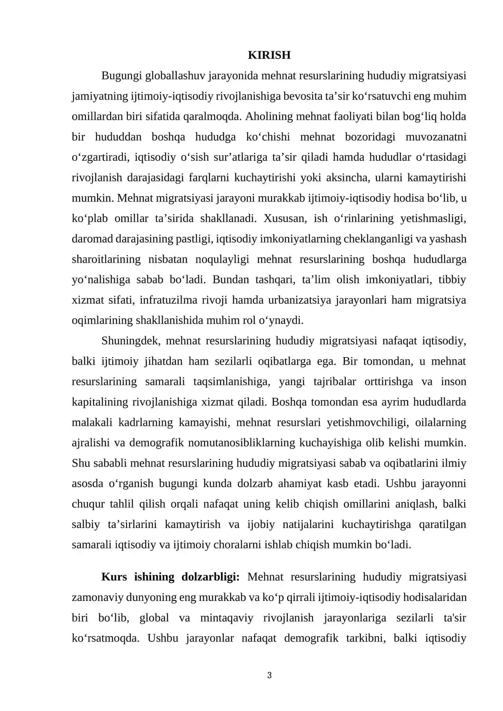 Mehnat resurslarining hududiy migratsiyasi: sabab va oqibatlari 3
