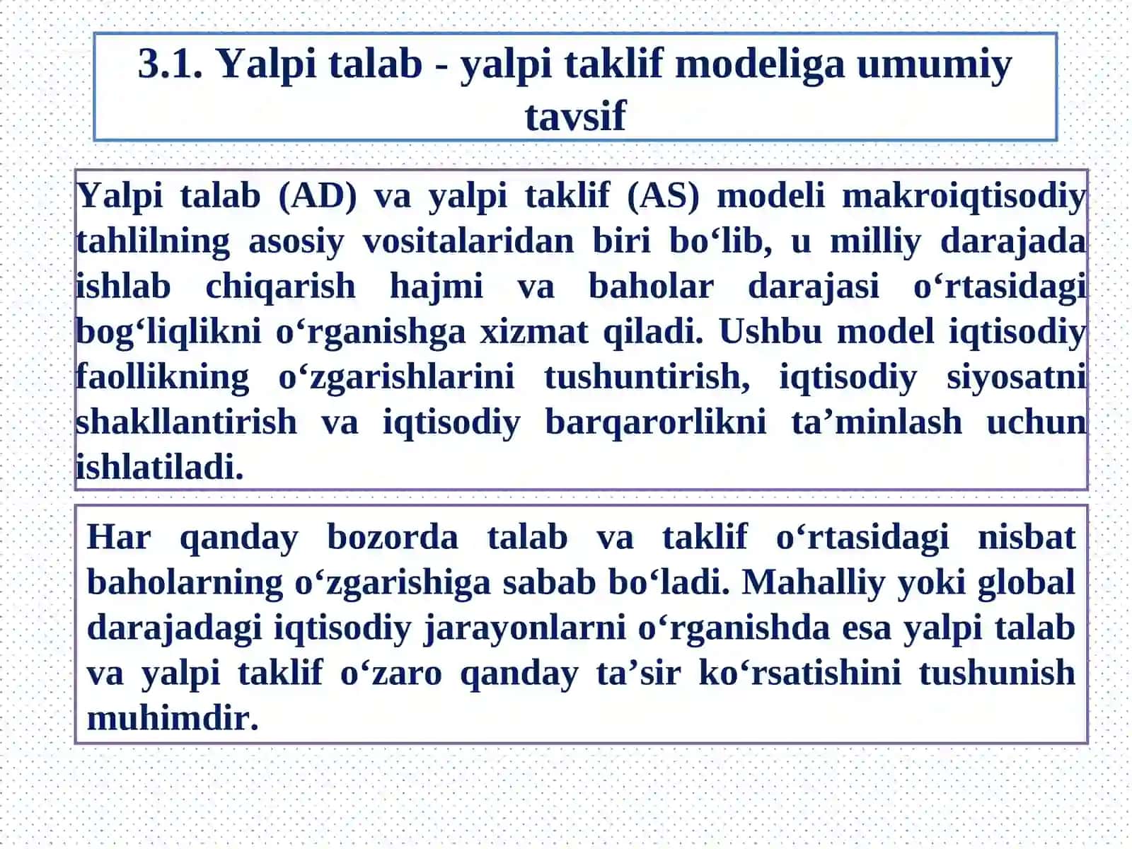 Yalpi Talab va Yalpi Taklif Modeli 3