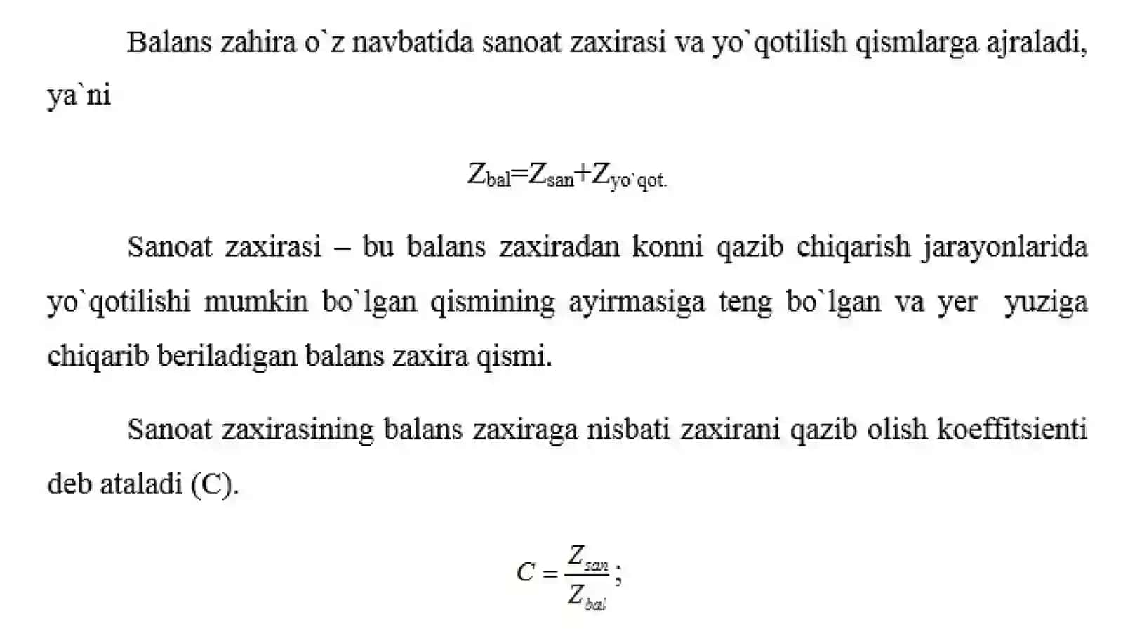 Foydali qazilma konlarini qazish hajmini hosil bo’ladigan nobudgarchilikni,sifatsizlanishni hisobga olish 3