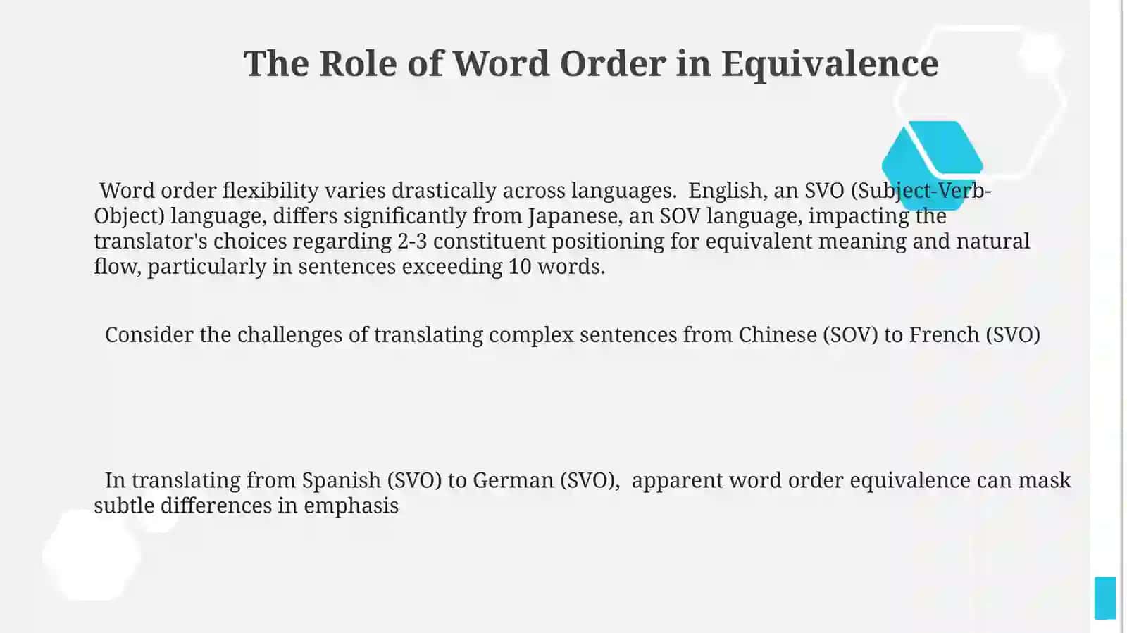Choosing grammatic equivalency intranslation 3