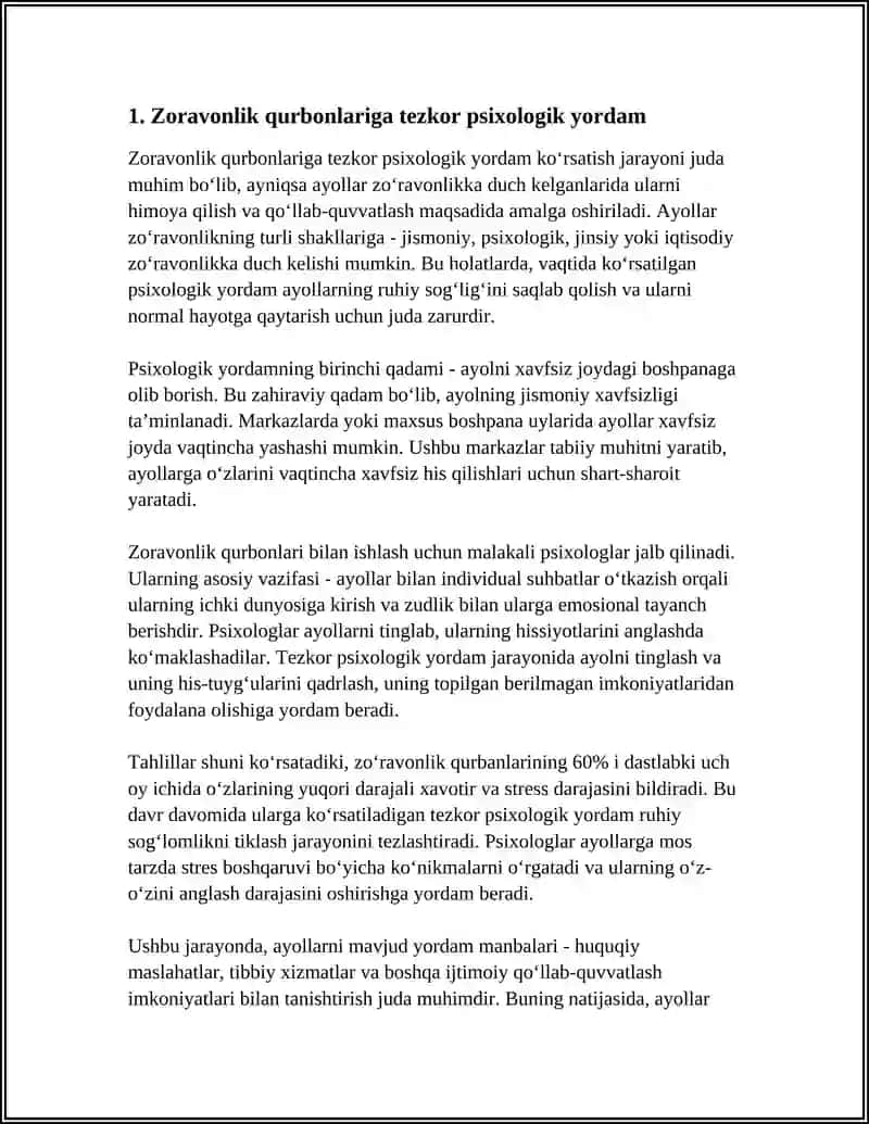 ZOROVONLIKNI BOSHIDAN KECHIRGAN AYOLLARGA INQIROZ YORDAMI 3