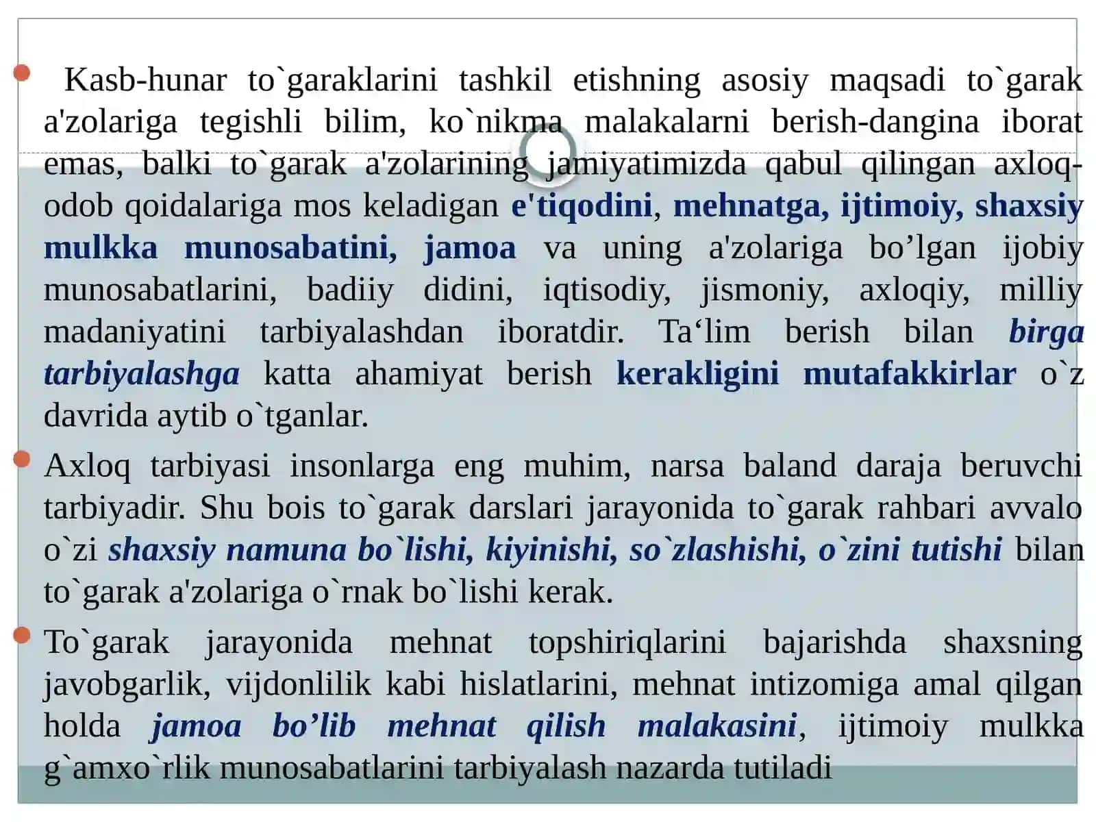Maktab sharoitida mashg'ulotlarni tashkil qilish, sinfdan va maktabdan tashqari ishlar jarayonida tarbiyalash va mashg'ulotlarni tashkil etish jarayonini rejalashtirish 3