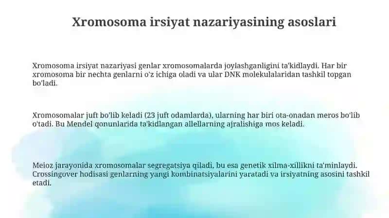Irsiyatning xromosoma nazariyasi 3