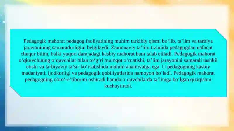 Pedagogik mahorat va uning pedagog hayotida tutgan o‘rni 3
