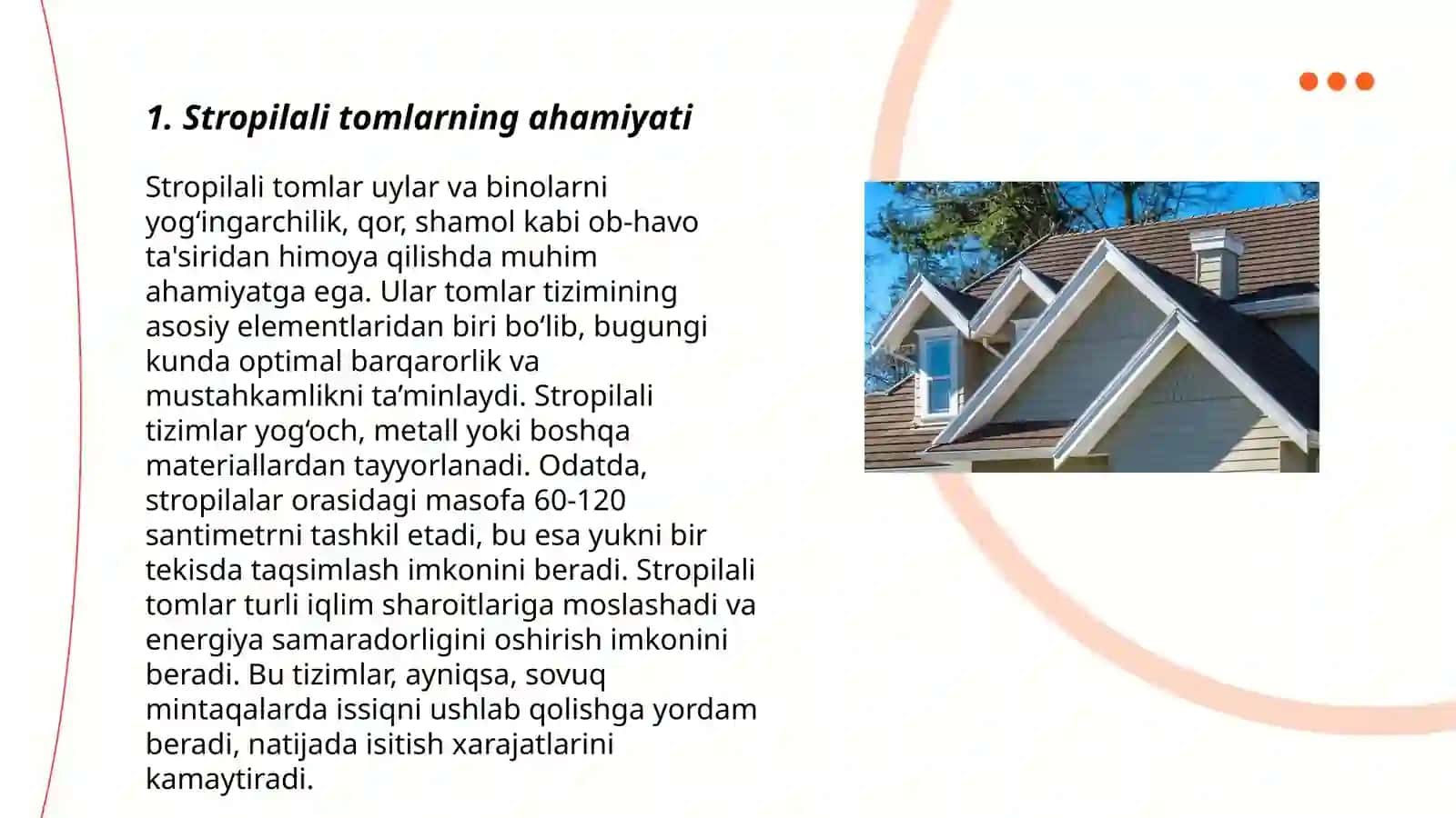 Stropilali tomlar va Tom qoplamalari 3