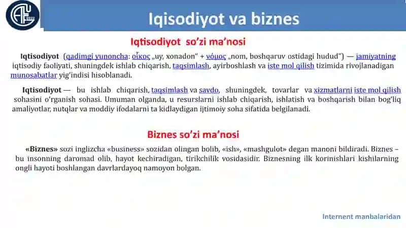 Iqtisodiyot va biznes faniga kirish 3