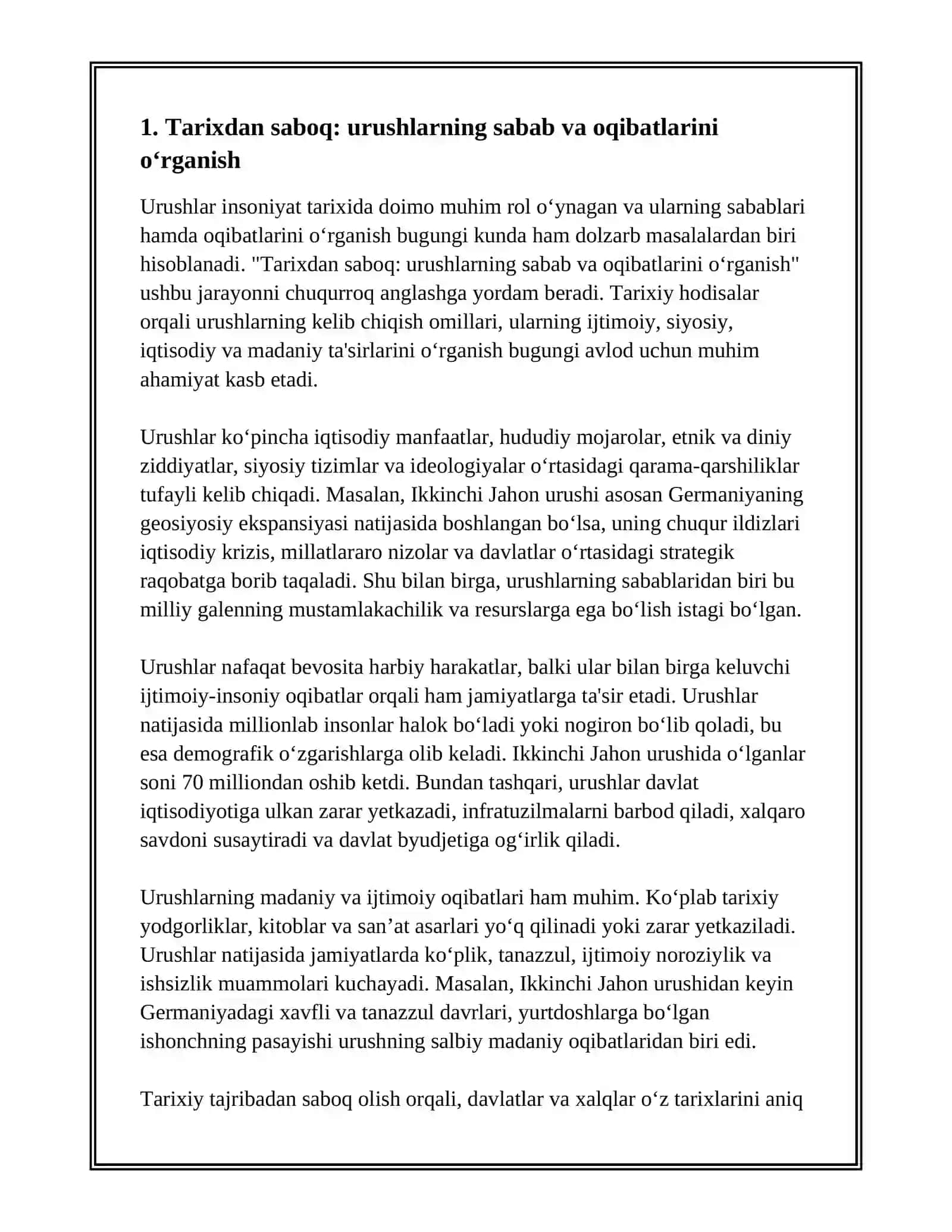 TARIXIY TAJRIBADAN SABOQ OLISH 3