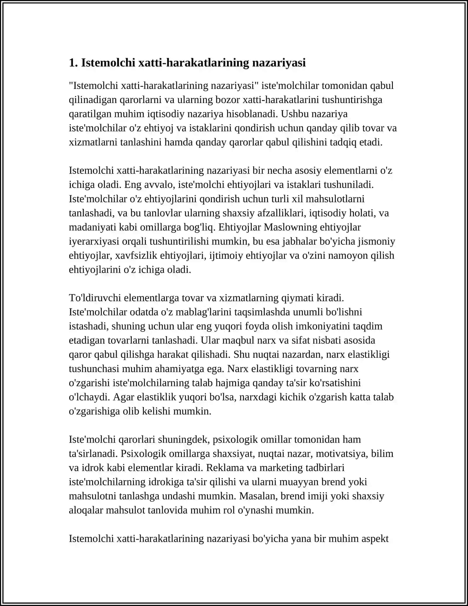 MUSTAQIL ISH Mavzu: ISTEMOLCHI XATTI-HARAKATLARINING TARKIBIY QISMLARI 3