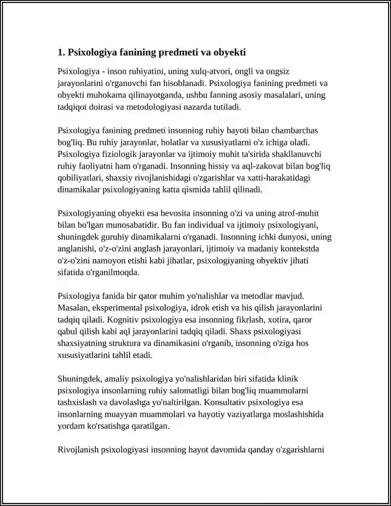 Psixologiya fanining predmeti va obyekti 3