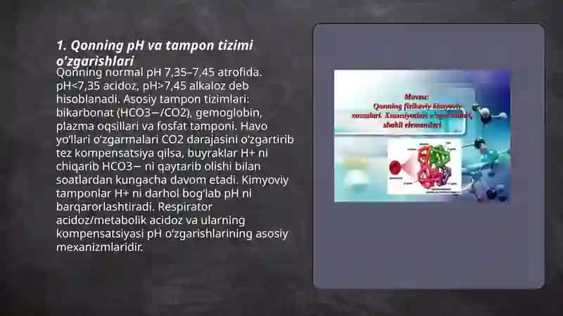 Qonning fizik kimyoviy xususiyatlari oʻzgarishlari 3