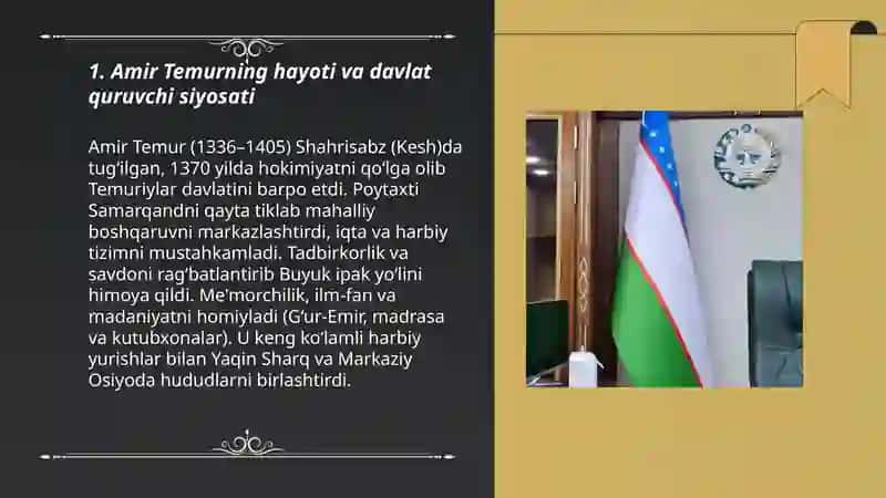 Amir Temurning hayoti va davlat quruvchi siyosati 3