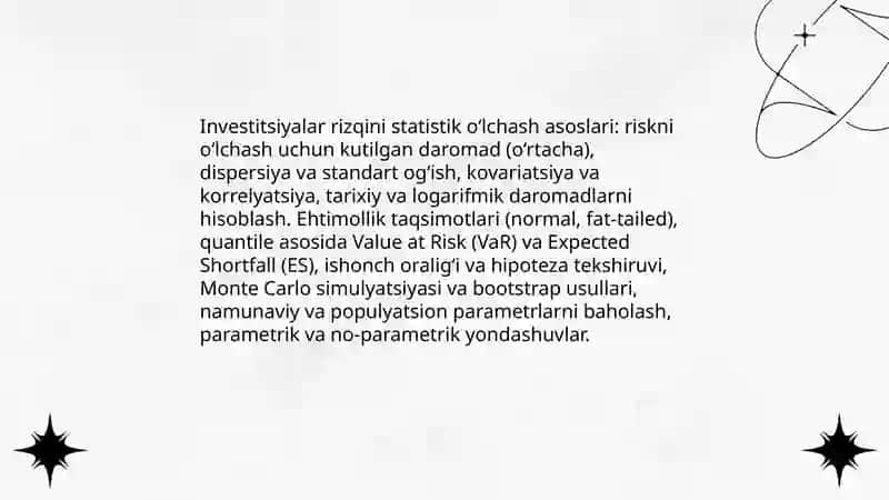 Investitsiyalarni statistik baholashda tavakkalchilikni hisobga olish 3