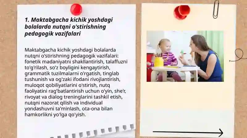 Maktabgacha kichik yoshdagi bolalar nutqini o’stirishning vazifalari,metodlari va vositalari 3