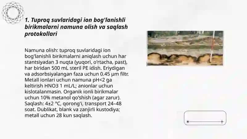 Tuproq suvlaridagi ion bog'lanishli birikmalarni tozalash g'oyasi 3