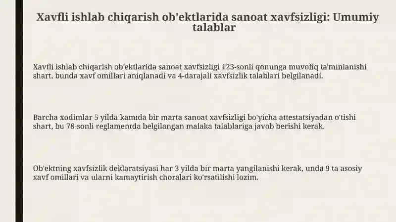 Xavfishlabchiqarish ob'ektlari sanoat xavfsizligi 3