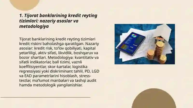 Tijorat banklari faoliyatini kredit reytingi asosida baholash 3