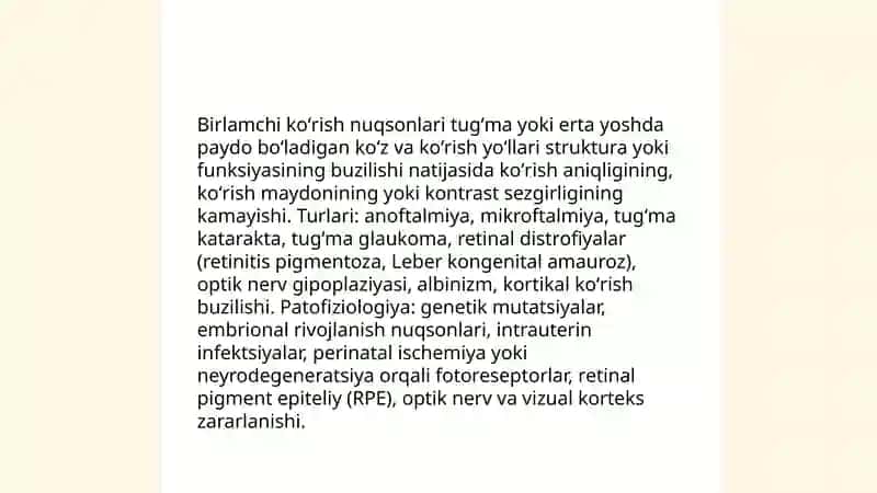 Birlamchi va Ikkilamchi Ko'rish Nuqsonlari 3