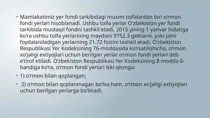 O‘RMON FONDIYERLARINING HUQUQIY HOLATI 3