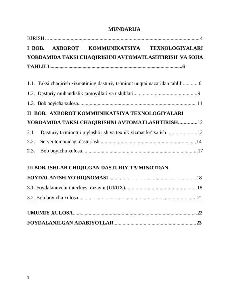 Axborot kommunikatsiya texnologiyalari yordamida taksi chaqirishni avtomatlashtirish 3