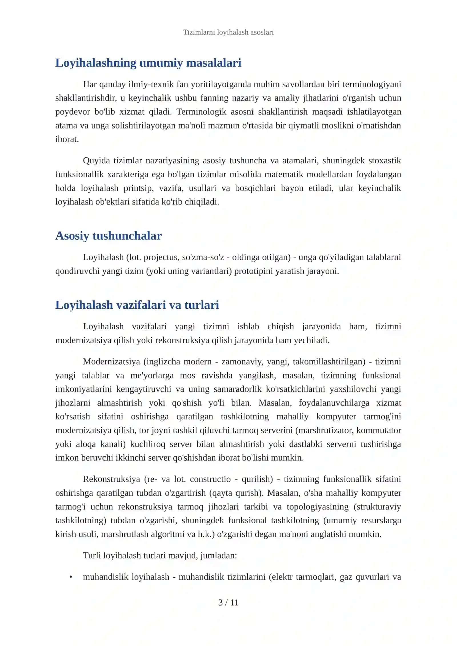 Tizimlarni loyihalash asoslari 3