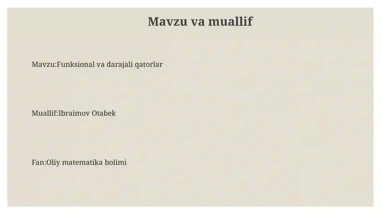 Funksional va Darajali Qatorlar 3