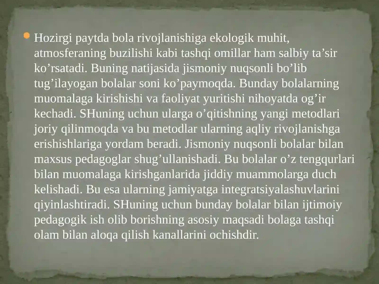 BOLALIK – INSONNING IJTIMOIY HAYOTMEʼYORLARINIEGALLAY BOSHLASH DAVRI 3