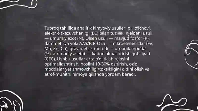 Analitik kimyo fanining qishloq xoʻjaligidagi tutgan oʻrni va ahamiyati mavzusida 3