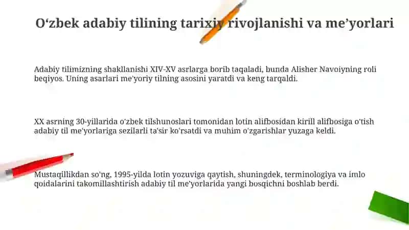 Oʻzbek adabiy tilining tarixiy rivojlanishi va meʼyorlari 3