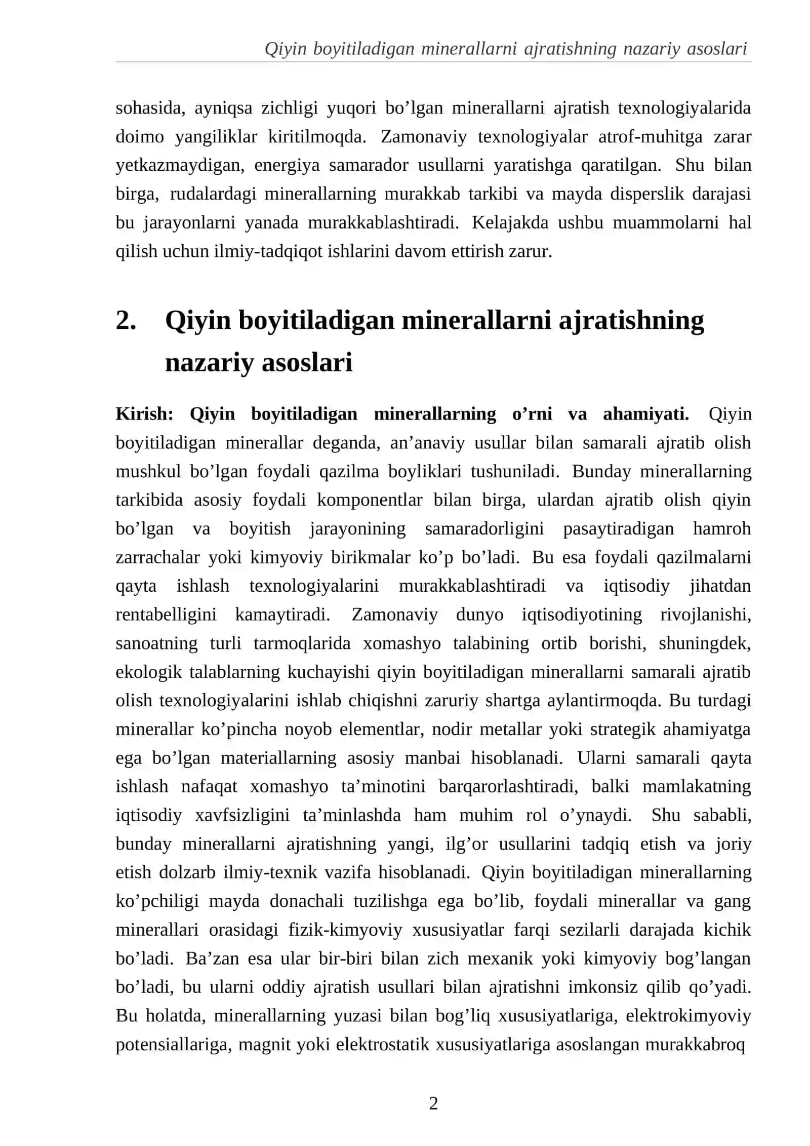 Foydali qazilmalarni boyitish va qayta ishlash asoslari fanidan Zichligi yuqori bo’lgan minerallarni boyitish usullari 3
