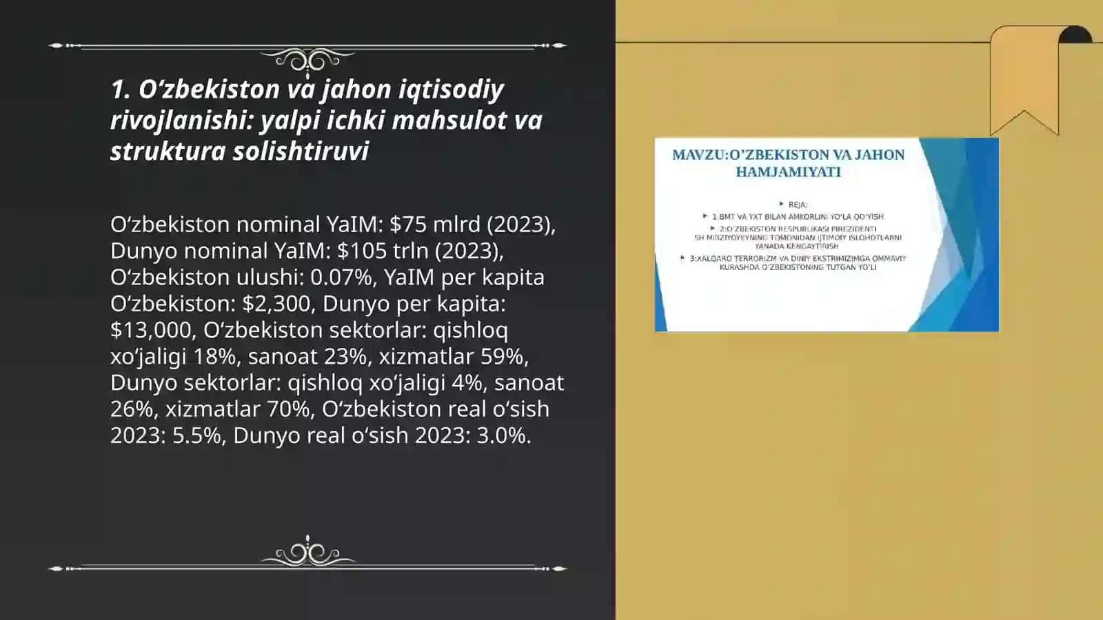 Oʻzbekiston va jahon qiyosiy tahlil 3