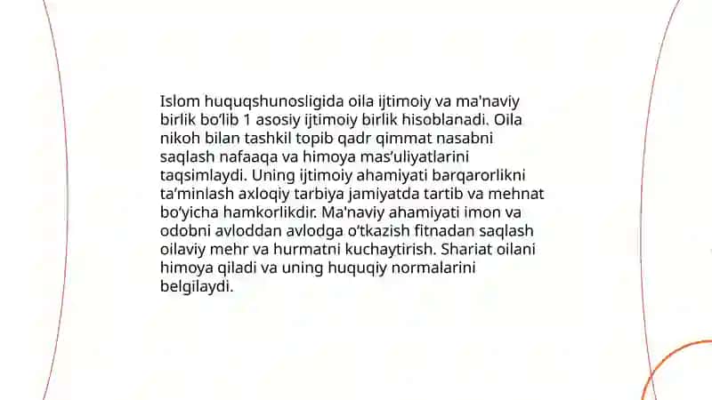 Islom huquqshunosligida oila, nikoh, taloq, idda, zihor tushunchalarini tariflash 3