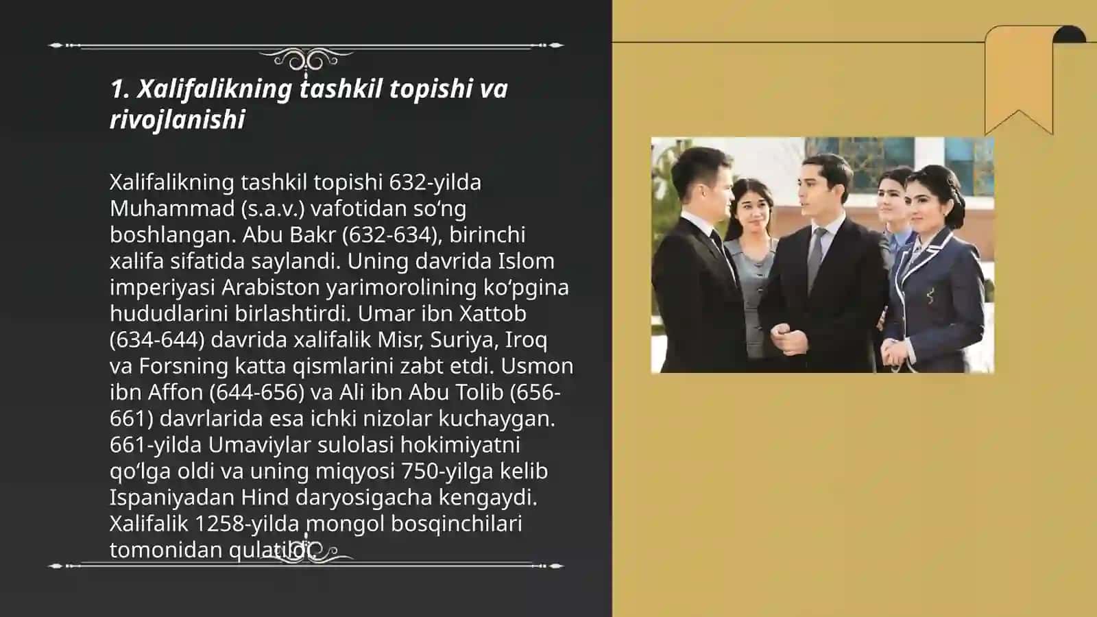 Arab xalifaligi haqida qiziqarli faktlar bilan boyitilgan qiziqarli boʻlgan prezintatsiya 3