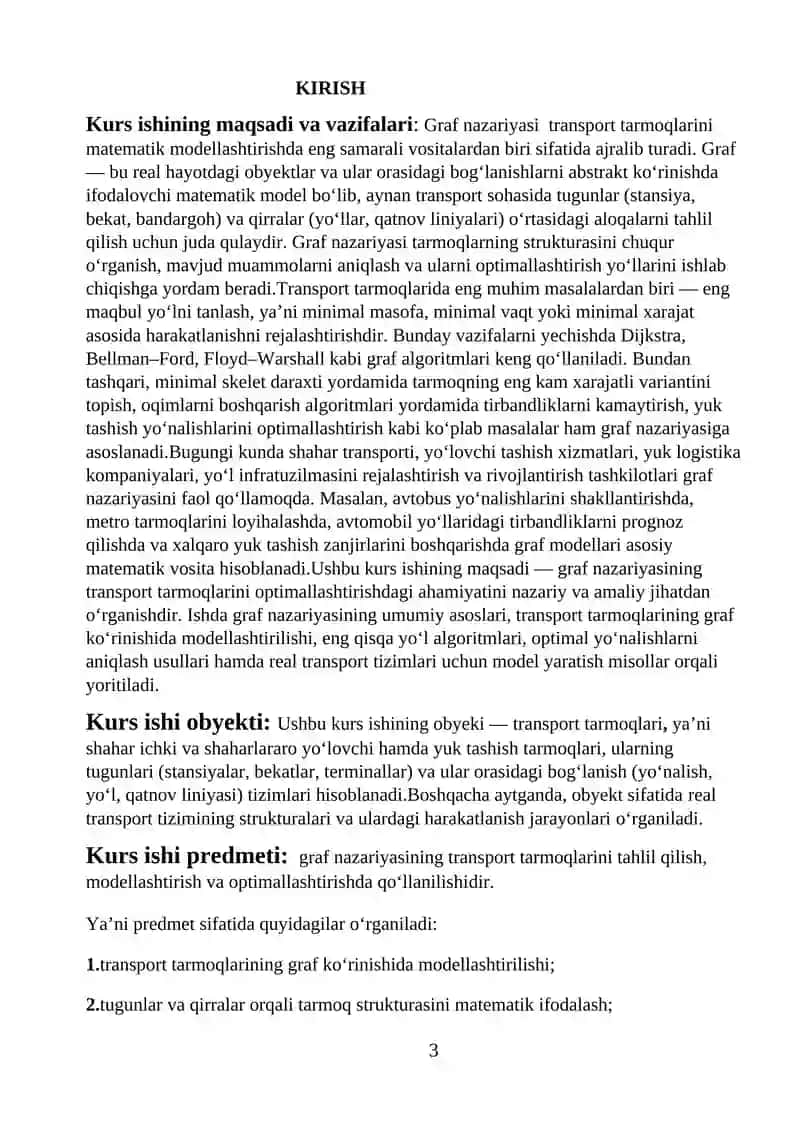 Graf nazaryasining transport tarmoqlarini optimallashtirishdagi qo’llanishi 3
