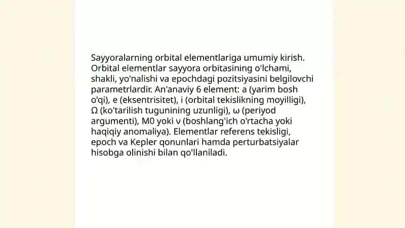 Sayyoralarning orbita elementlari 3