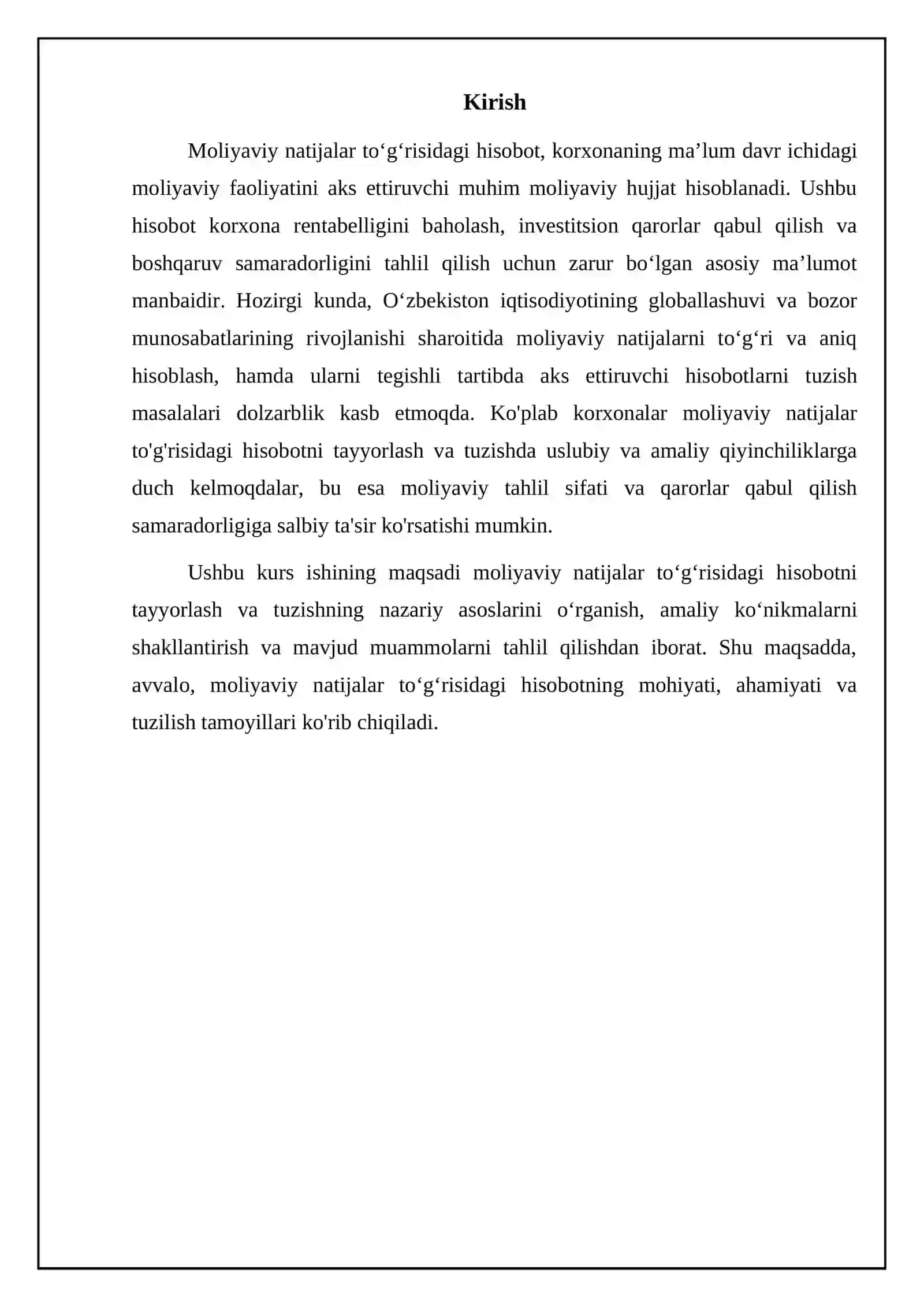 Moliyaviy natijalar to'g'risidagi hisobotni tayyorlash va tuzish 3