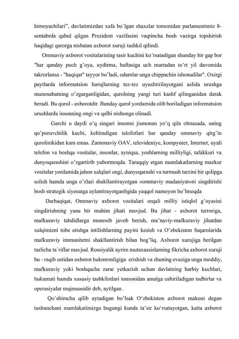 Ommaviy axborot vositalarining inson va jamiyat hayotidagi ta'siri hamda axborot xurujlari 3