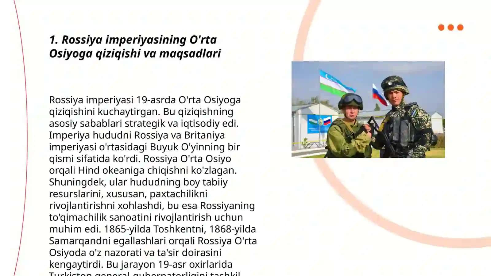 Rossiya imperiyasining O'rta Osiyoga harbiy yurishlari 3