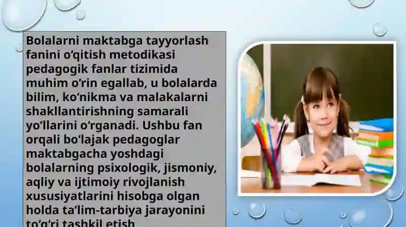 Bolalarni maktabga tayyorlash fanini oqitish metodikasi fanini oqitish tamoyillari va metodlari. 3