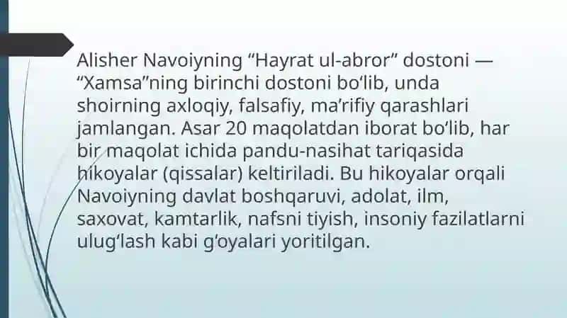 Hayrat ul-abror asaridagi hikoyalarni tahlil qilish 3