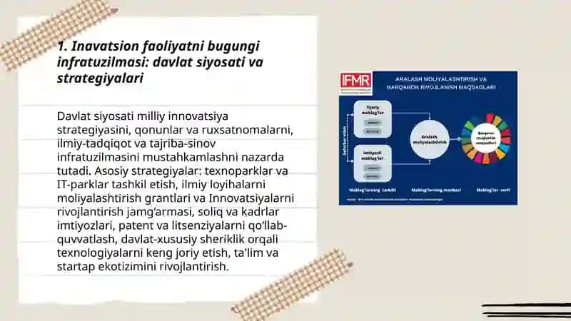 Inavatsion faoliyatni bugungi infratuzilmasi: davlat siyosati va strategiyalari 3