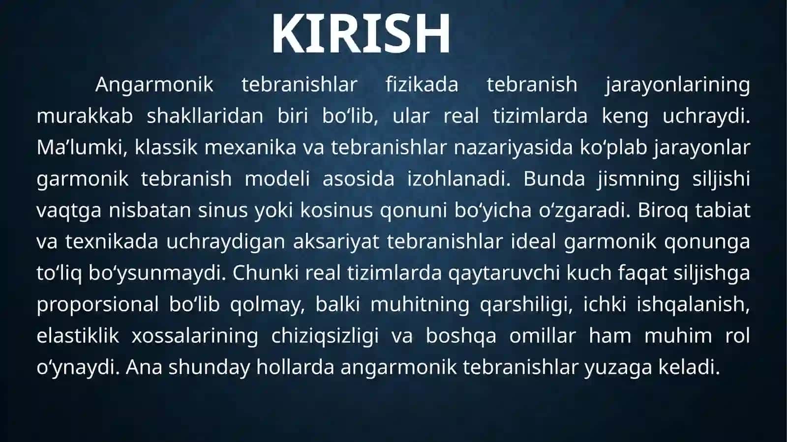 Angarmonik tebranishlarning fizik va matematika asosiy xususiyatlari 3