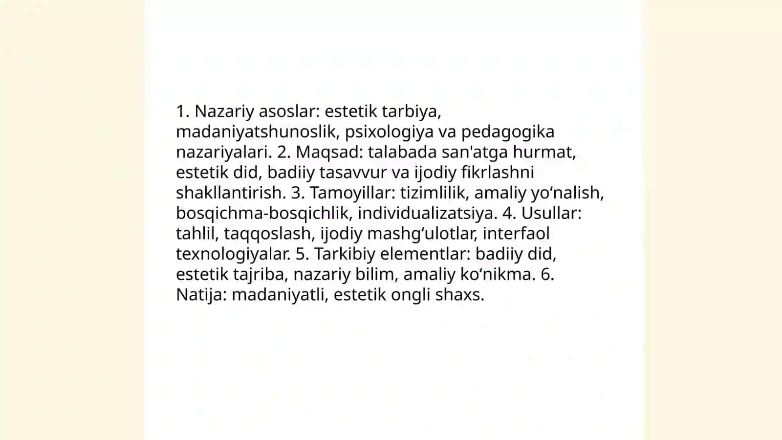 Talabaning badiiy madaniati asoslarini badiiy shakllantirish mazmuni Xolmurodova Gulshoda 3