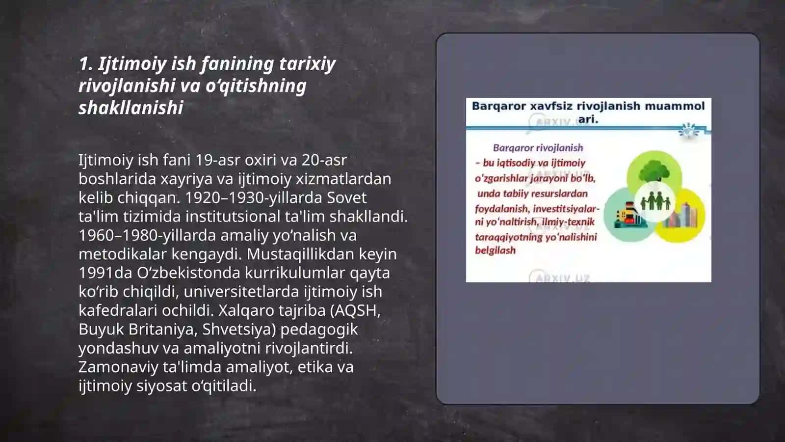 Ijtimoiy ish tarixi va xorijiy tajriba, o‘quv fan sifatida 3
