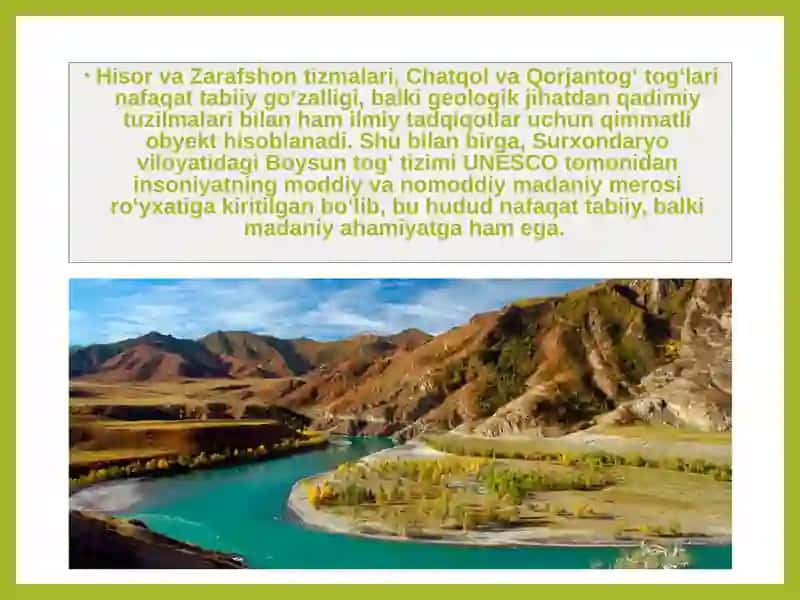 Noyob landshaftlar va tabiiy yodgorliklarni holati muhofazasi 3