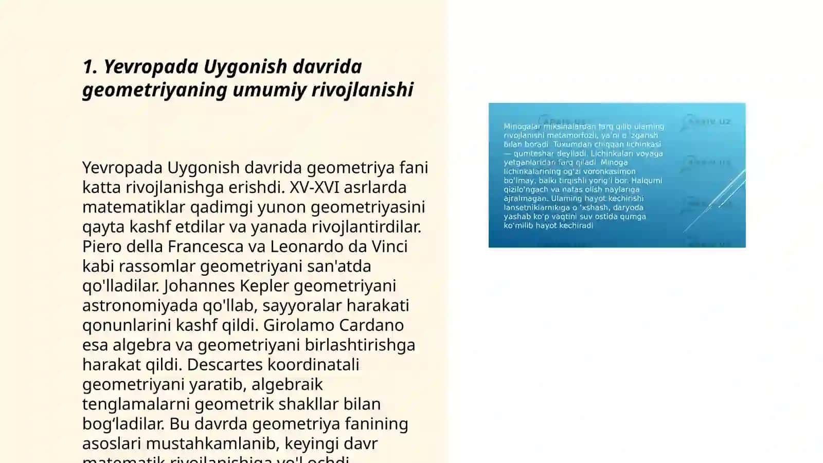 Yevropada uygonish davrida geometrik sohalarni rivojlanishi 3