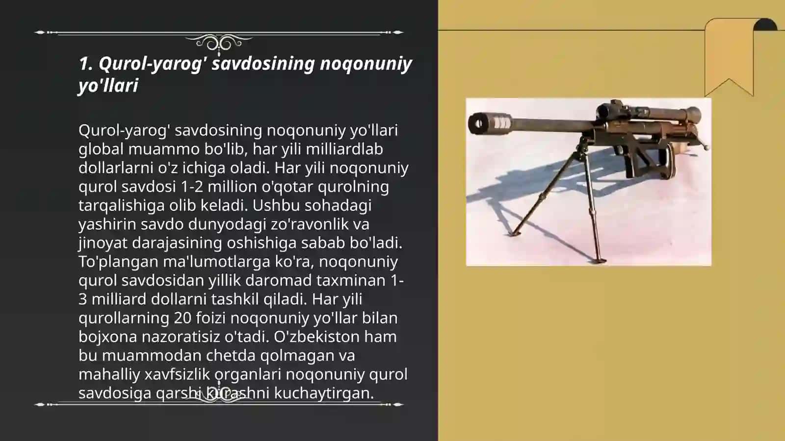 Qurol-yarog' savdosining noqonuniy yo'llari 3